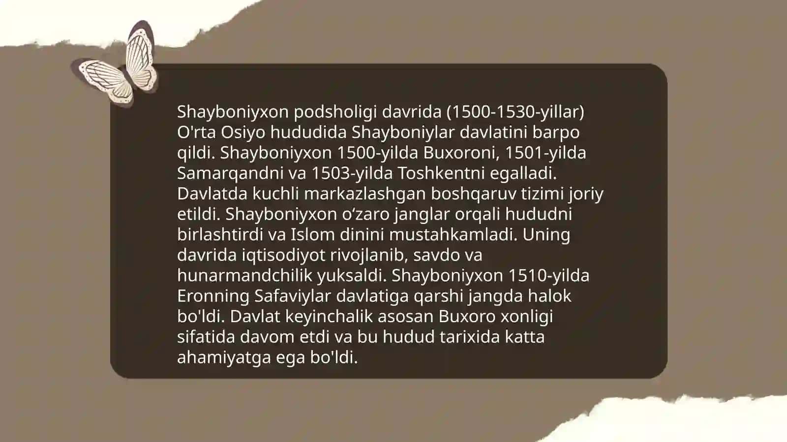Muhammad Shayboniyxon va uning siyosiy,iqtisodiy,madaniy sohalardagi faoliyati 4
