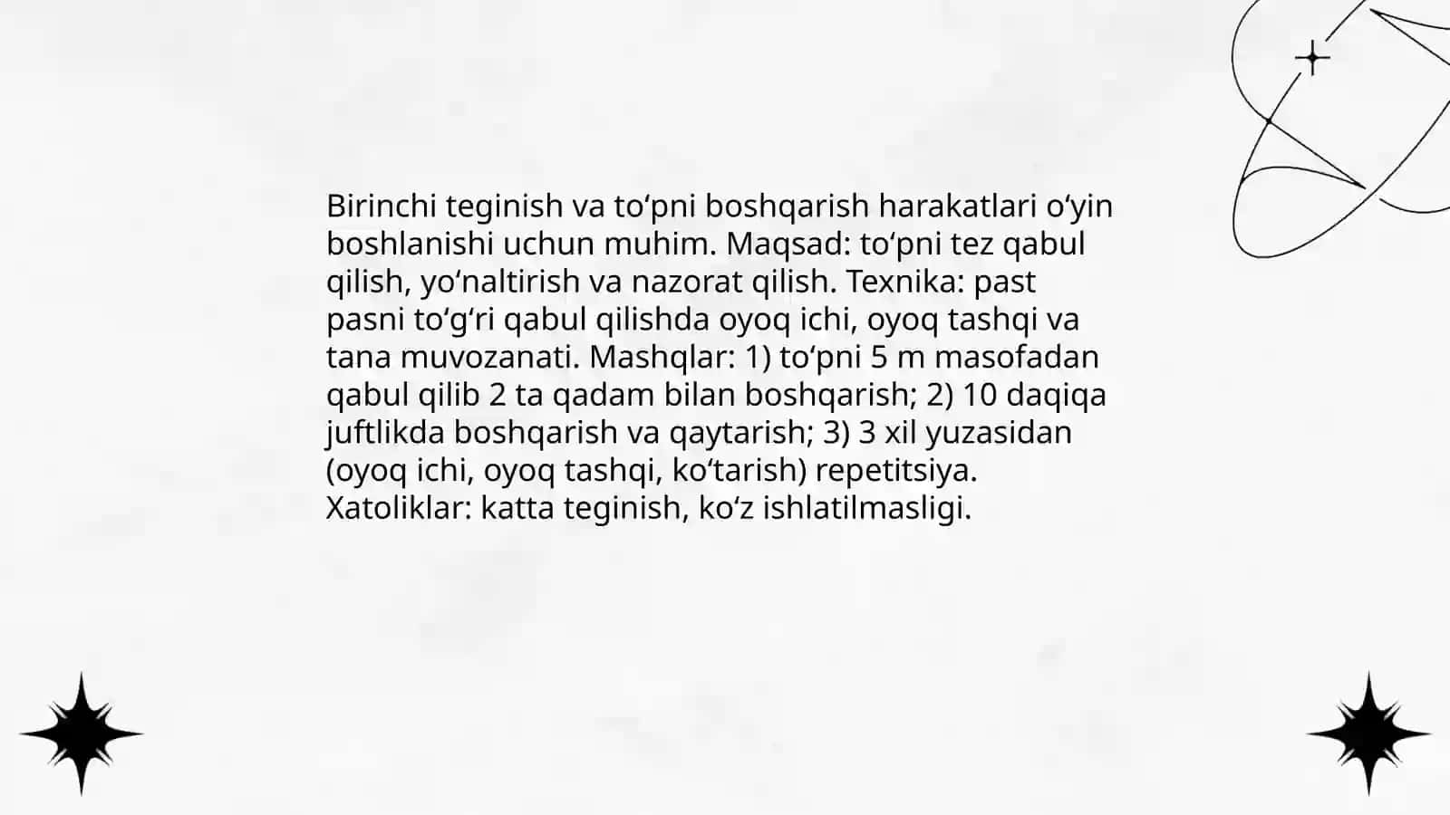 Futbol harakat oʻrgatish 4