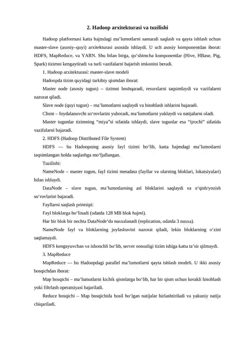 Hadoop platformasi tushunchasi 4
