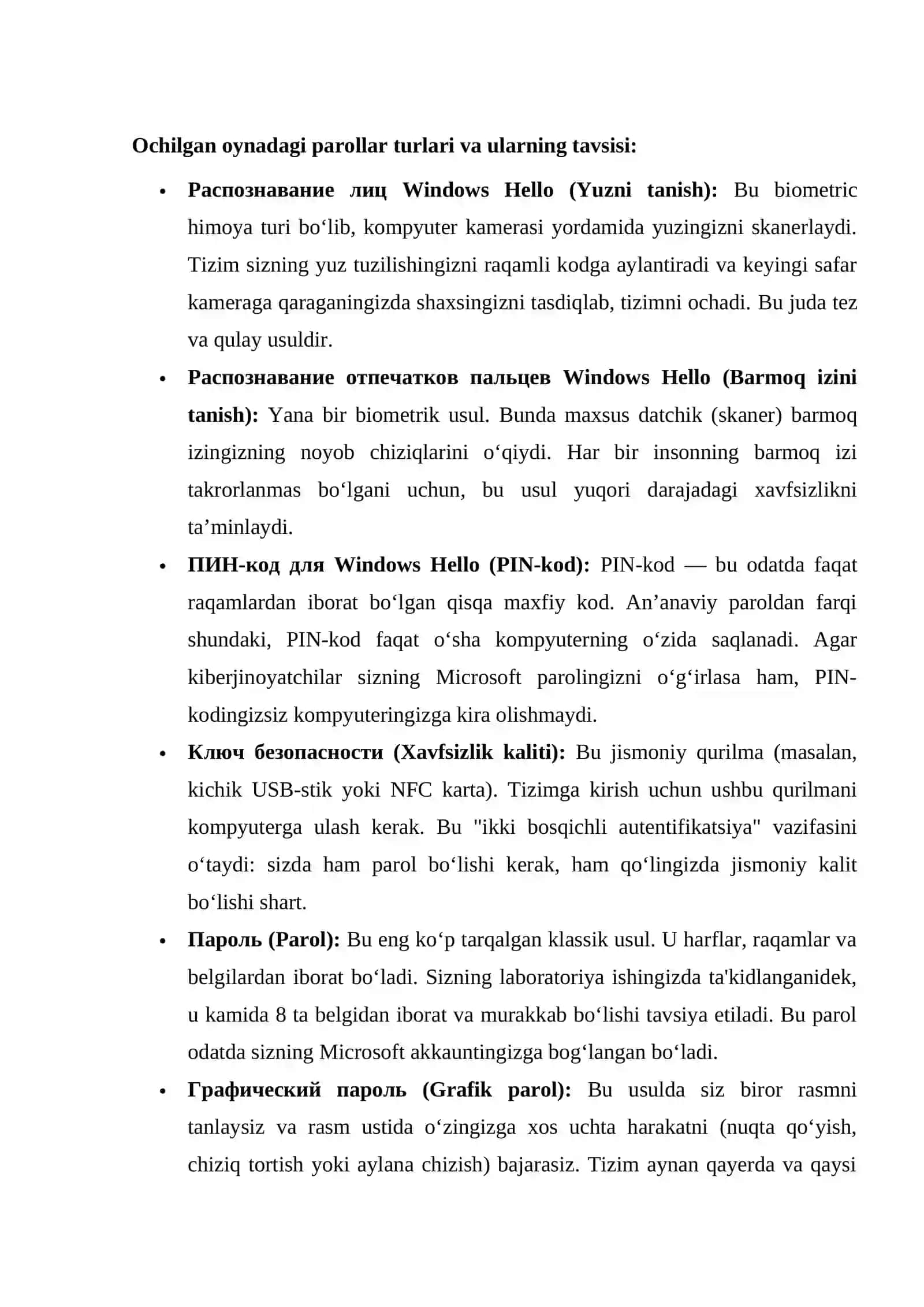 Kompyuterga parol o‘rnatish va parol siyosatini sozlash 4