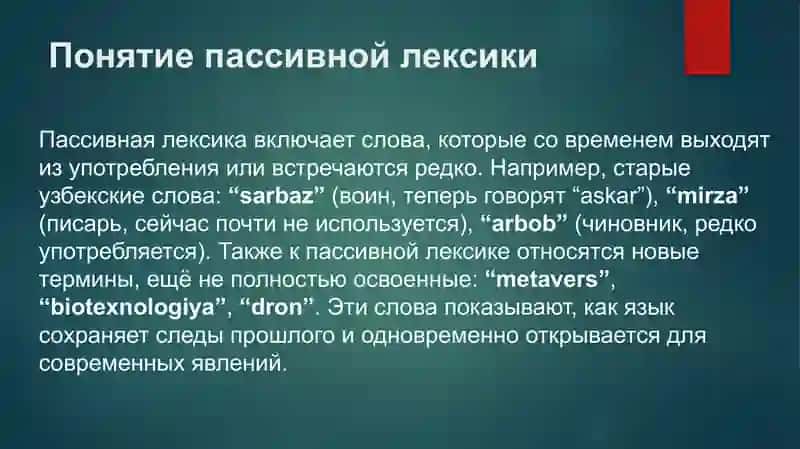 Активная и пассивная лексика в сопоставляемых языках 4