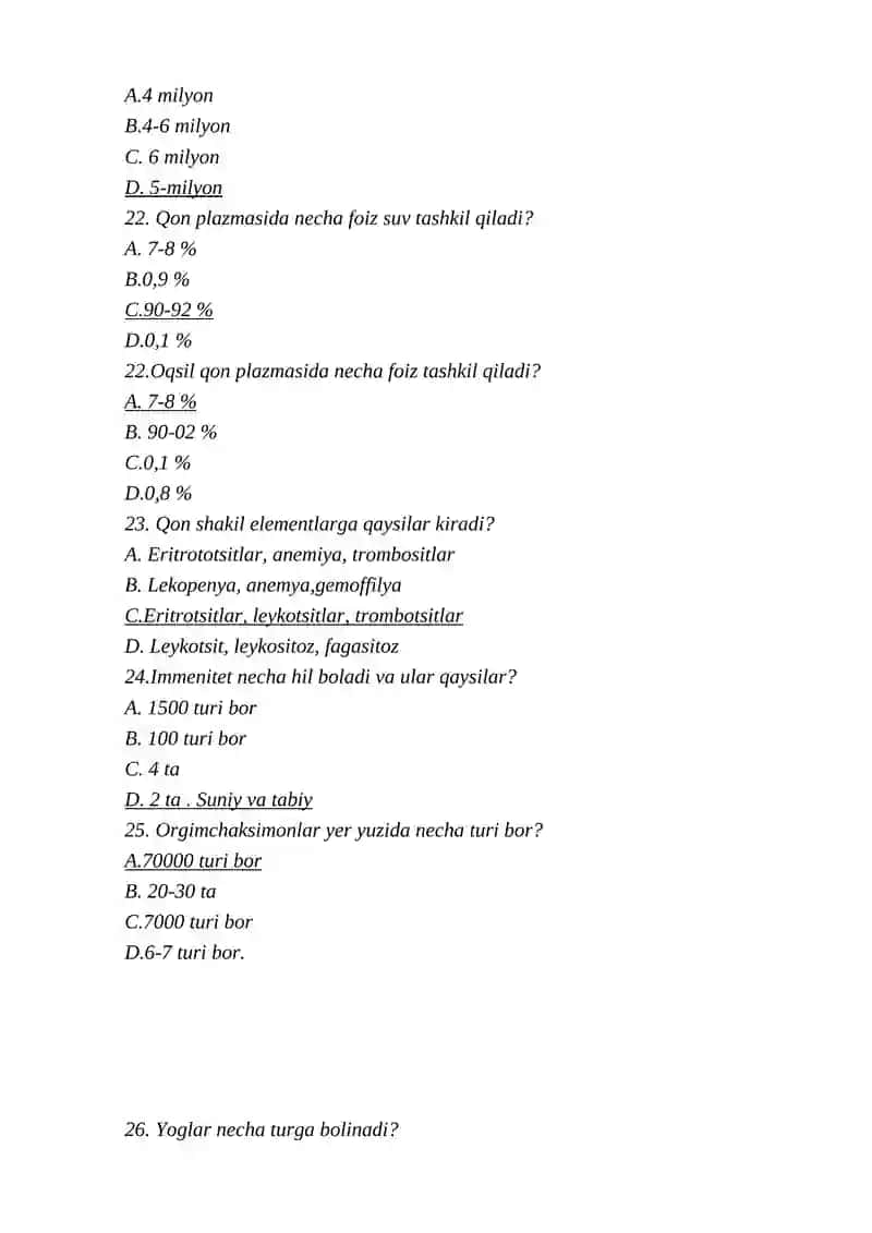 BIOLOGIA KANALI TESTLAR 4