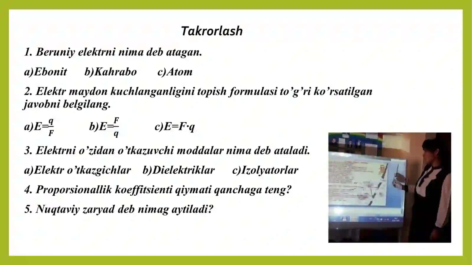 Tabiatdagi elektr hodisalari .  7-SINF  FIZIKA FANIDAN BIR SOATLIK DARS ISHLANMASI 4