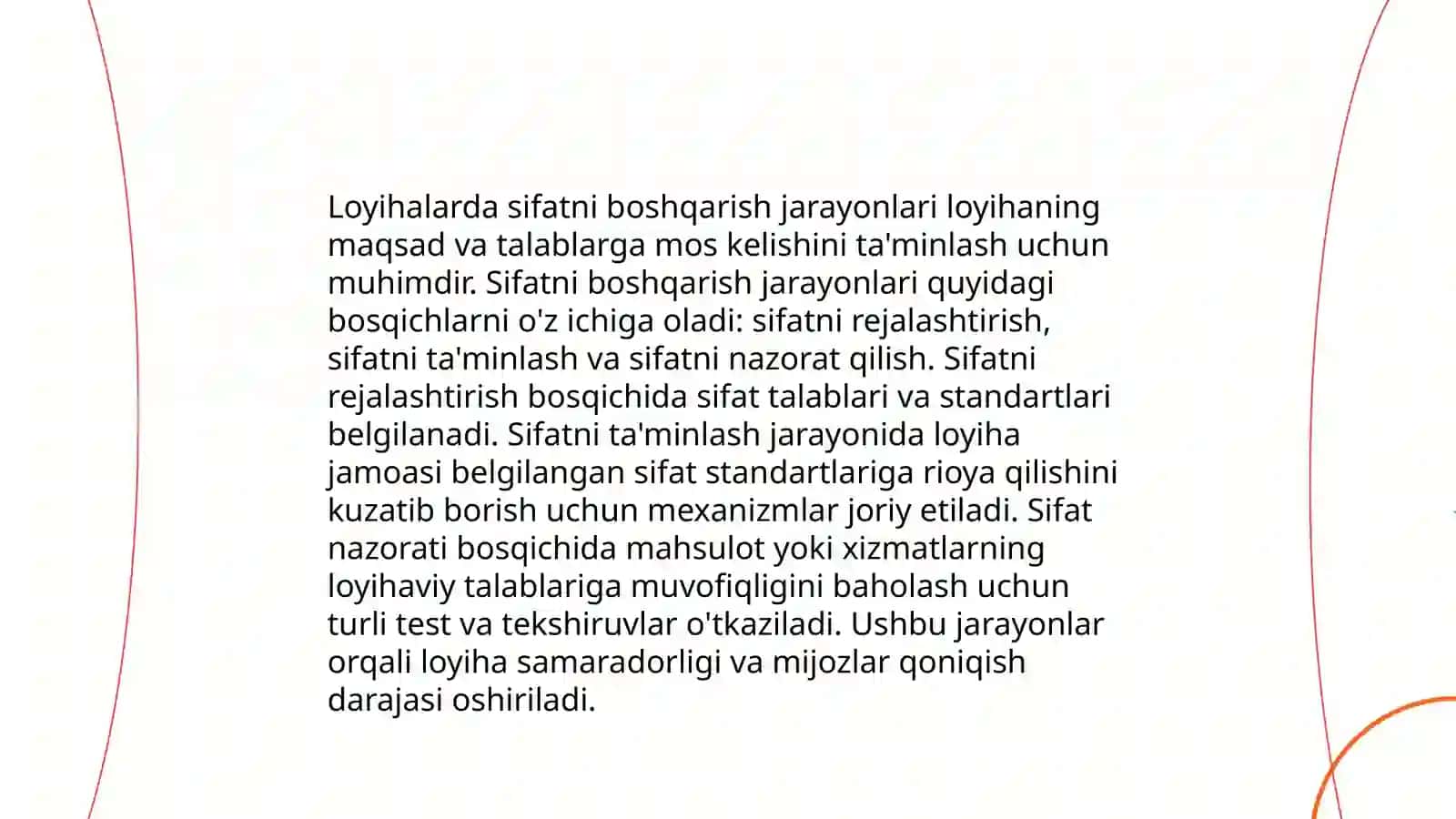 Loyihaning sifat menejmenti 4