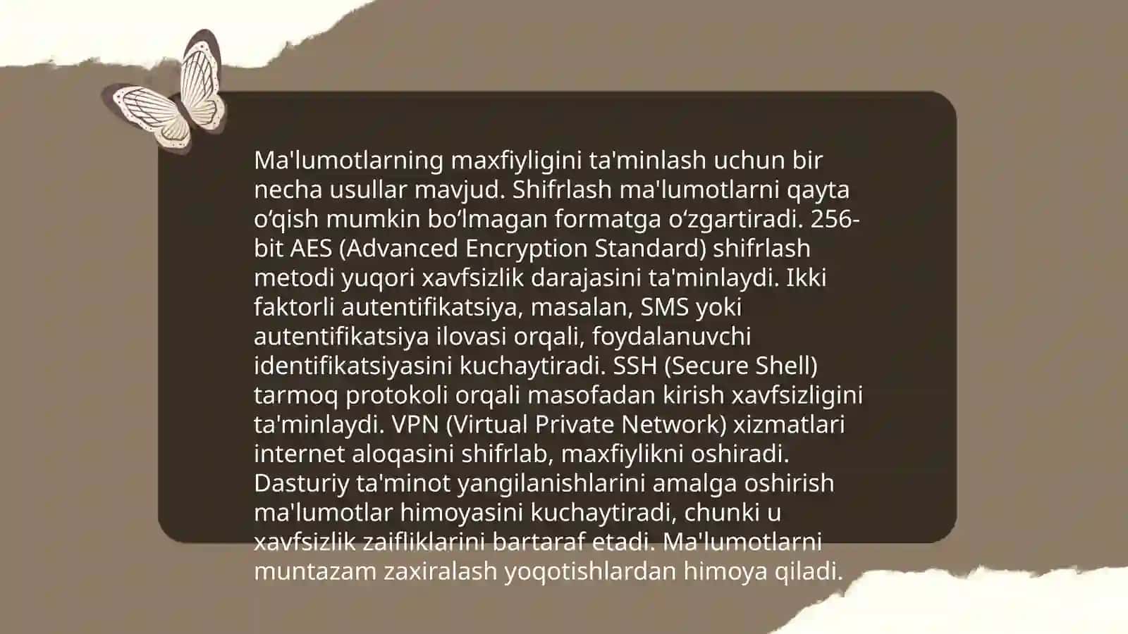 Axborot xavfsizligini ta'minlashning o'ziga xos xususiyatlari 4