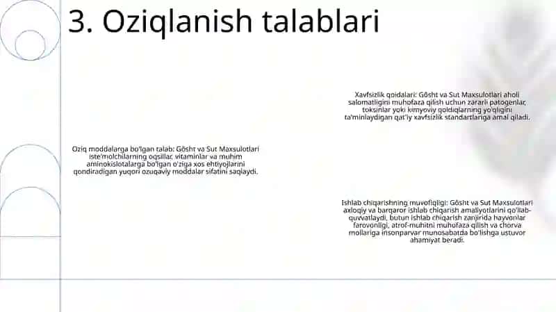 Go'sht Va Sut Maxsulotlariga Qôyiladigan Talablar 4