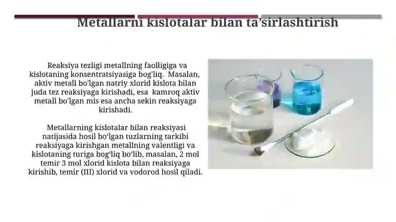 Tuzlarni olinish usullari. Kimyoviy xossalari 4