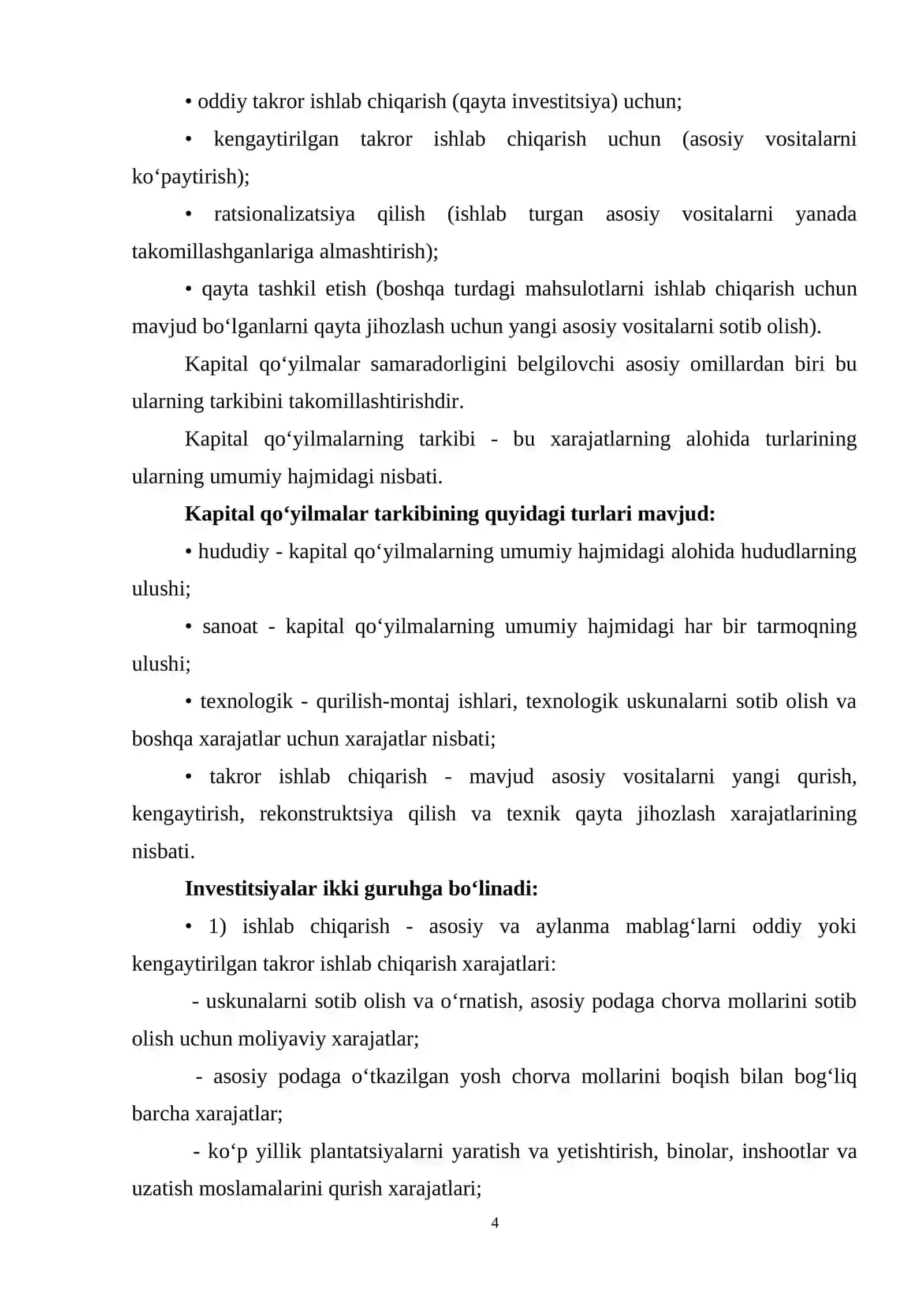 QISHLOQ XO‘JALIGIDA INVESTITSIYALAR VA ULARDAN FOYDALANISH SAMARADORLIGI 4