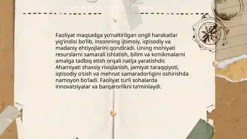 Faoliyat haqida tushuncha 4