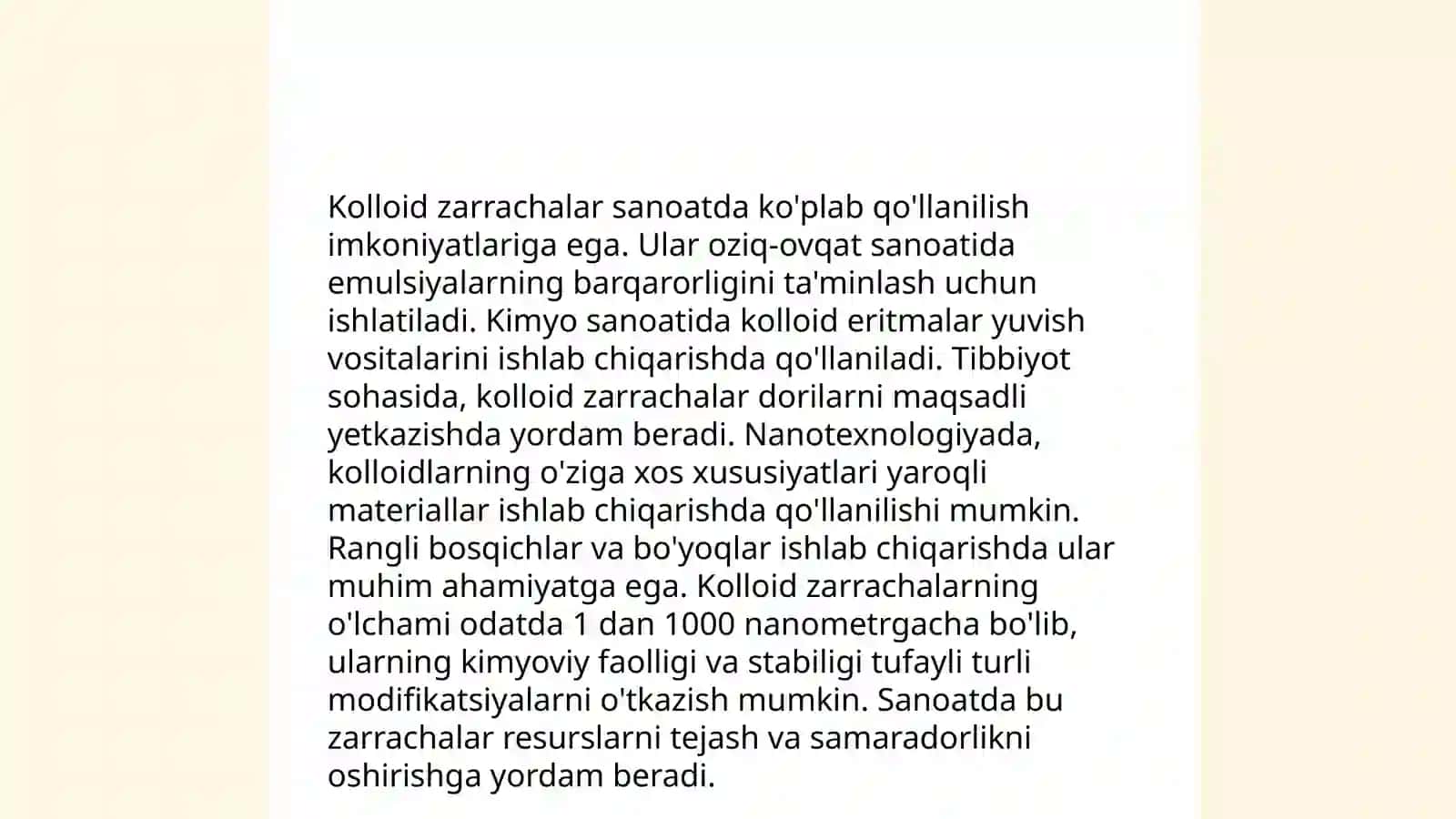Kolloid kimyo fanining oʻrni 4