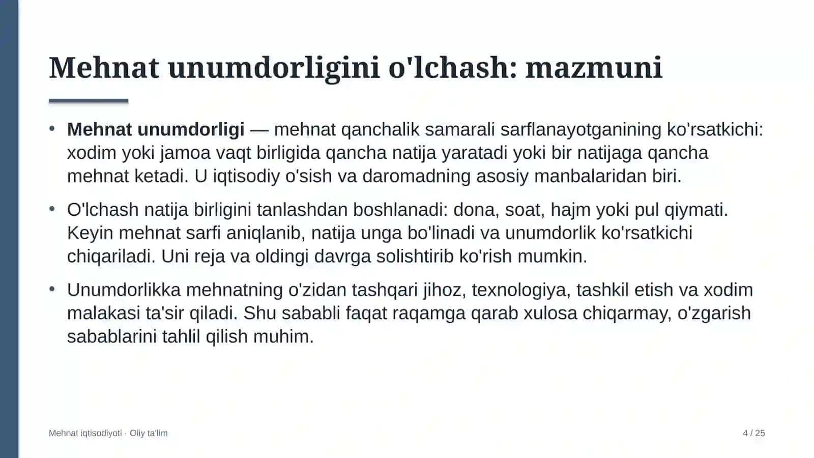 mashinasozlik korxonalarida mehnat unumdorligini o'lchash 8885 4