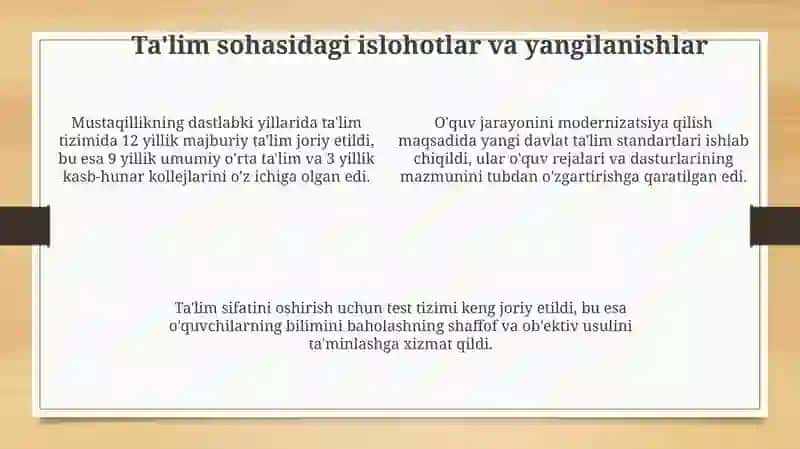 Mustaqillikning dastlabki yillarida ta'lim tizimi 4