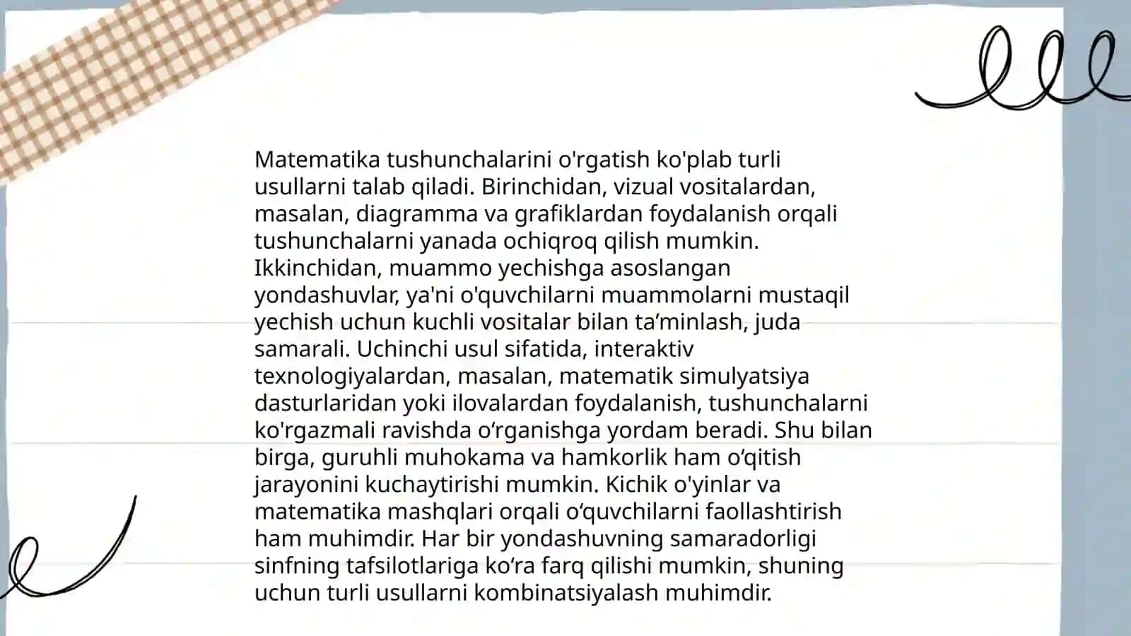 Boshlang'ich sinflarda matematika o'qitishning umumiy masalalari 4