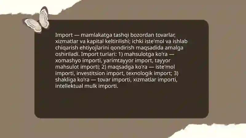Eksport va import. Iqtisodiyotga oid atamalar 4