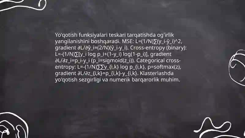Xatolarni teskari tarqatish usuli. neyron torli klasterlash usullari 4