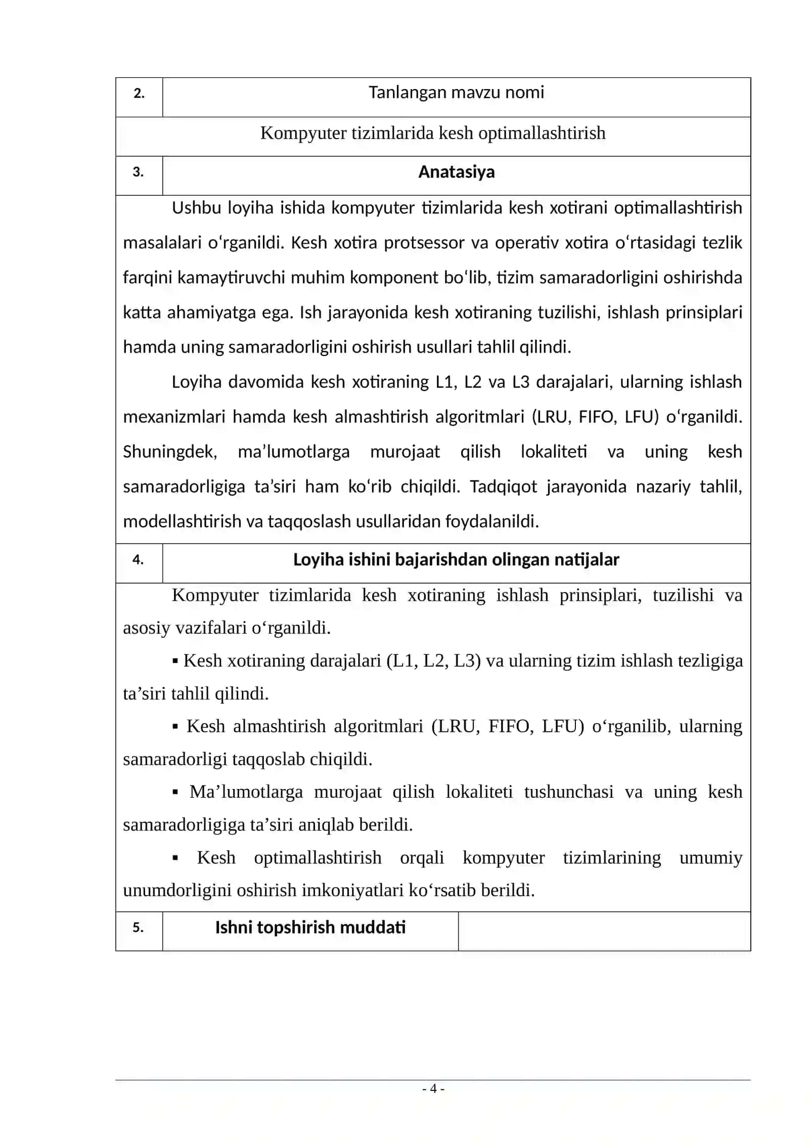Kompyuter tizimlarida kesh optimallashtirish 4