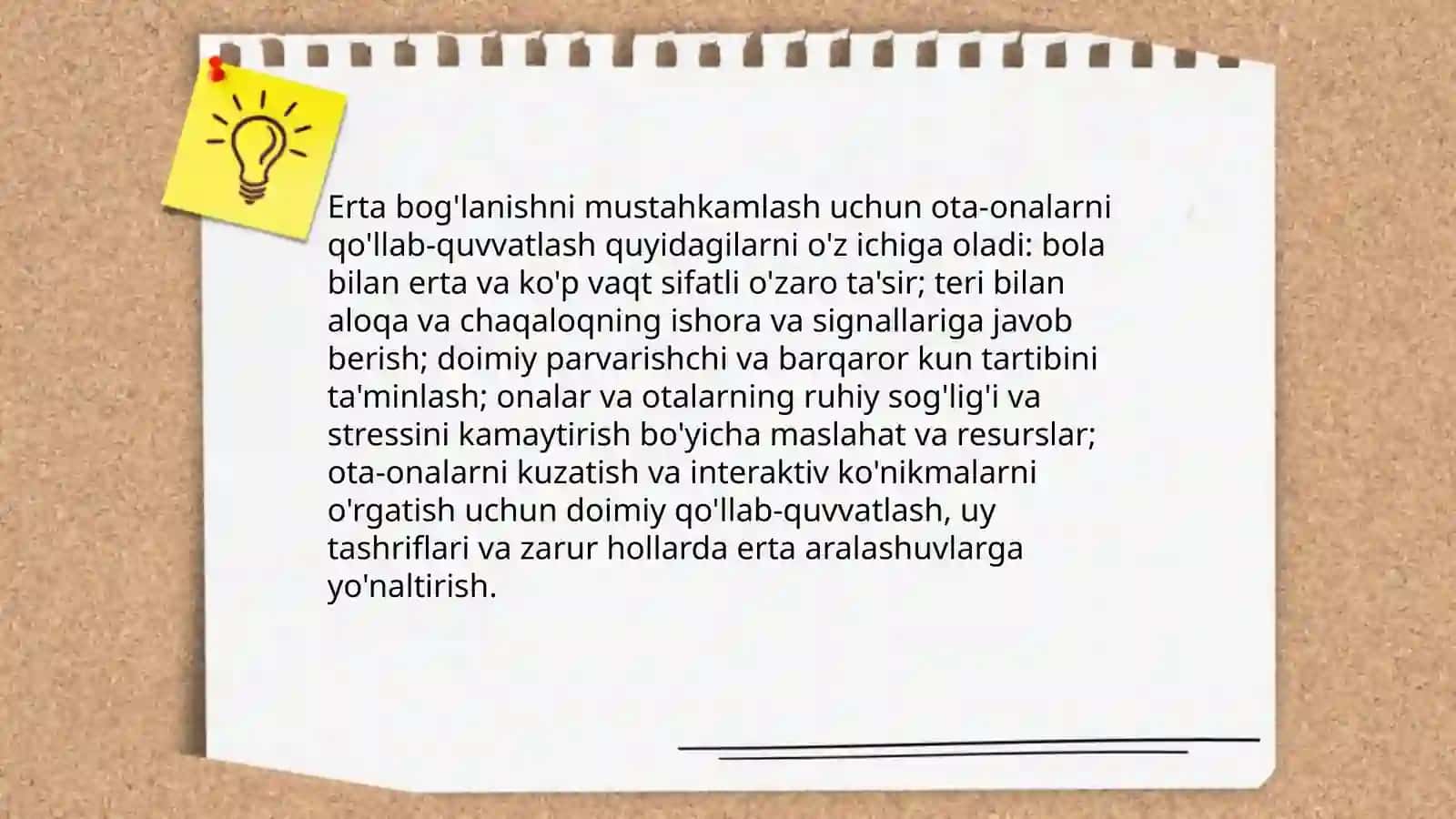 Ilk yoshdagi bolalarning ota onalari bilan ishlash 4