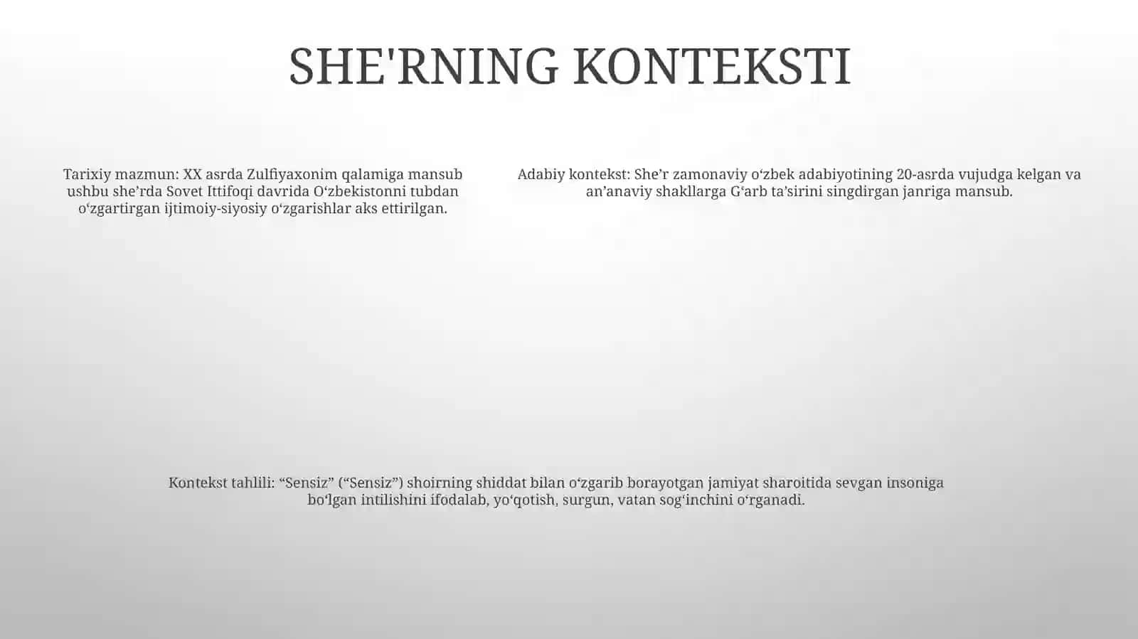 Sensiz (Zulfiyaxonim "Sensiz" She'Ri Tahlili) 4