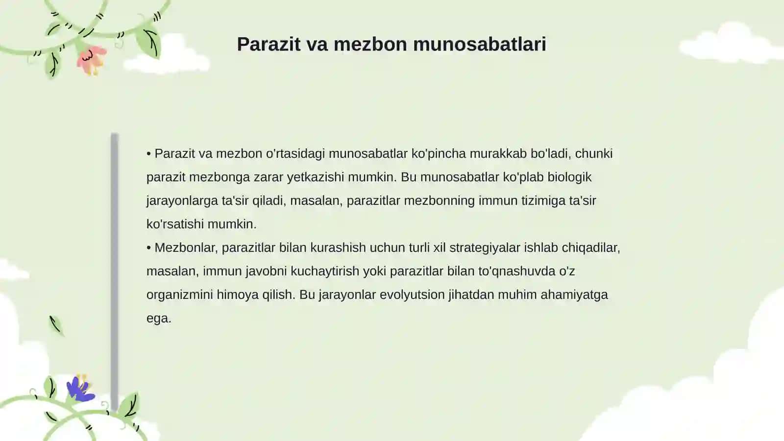 Parazit va parazitizm munosabatlar 4