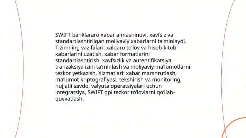 SWIFT - xalqaro toʻlov tizimi 4