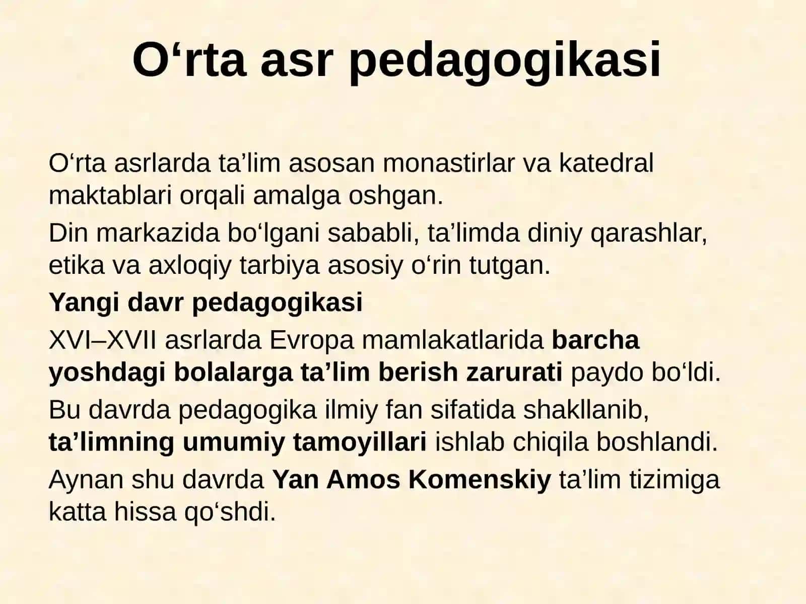 Jahon pedagogika fanining rivojlanishi tarixi 4