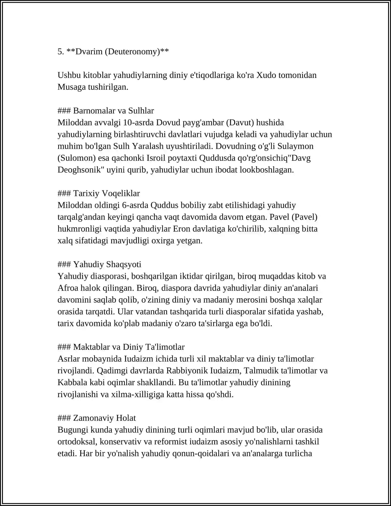 YAHUDIYLAR DINI TARIXI,MAROSIMLARI VA MUQADDAS KITOBLARI 4