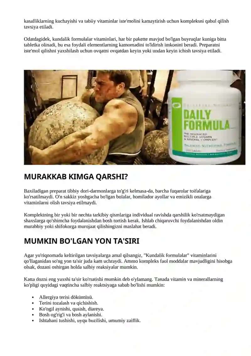 Vitaminlar Kundalik Formulasi 4