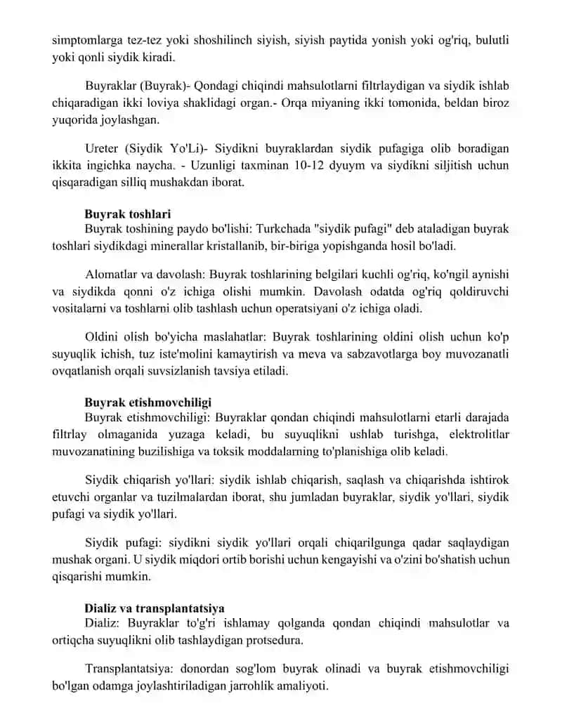 Siydik Chiqarish Tizimi 4