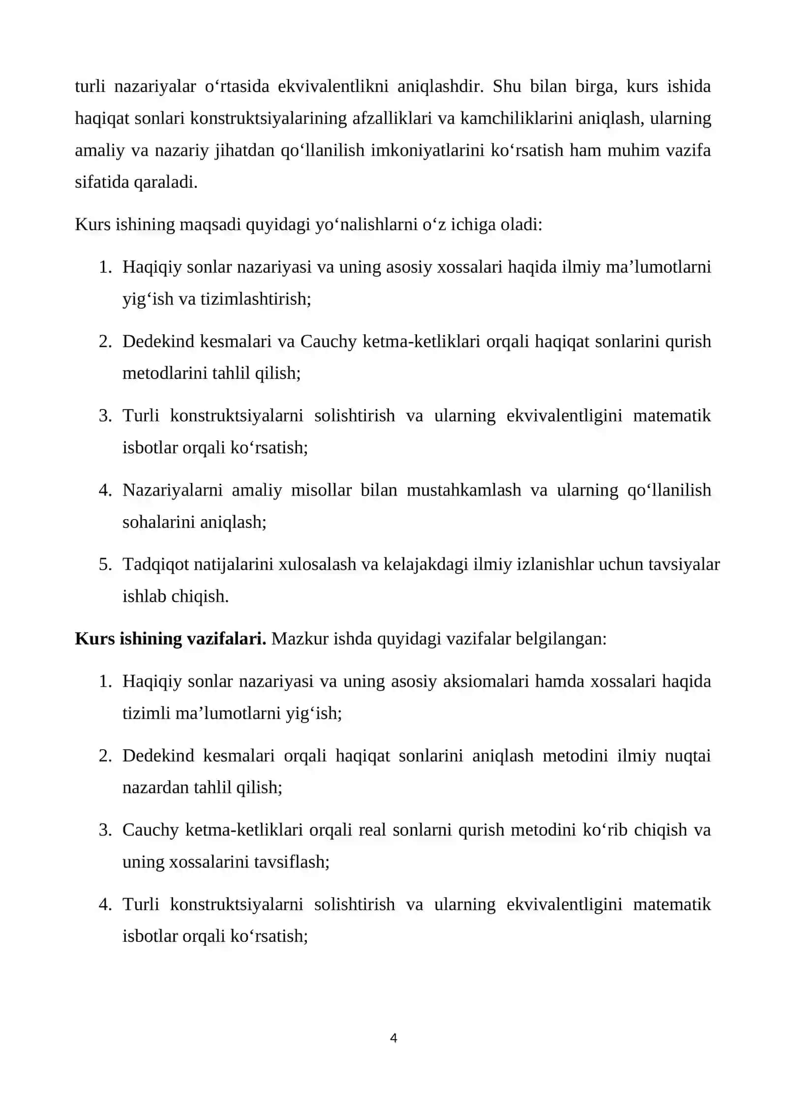 Haqiqiy sonlar nazariyasi tushunchasi. 4