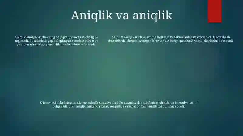 O'Lchash Asboblarining Asosiy Metrologik Tavsiflari 4