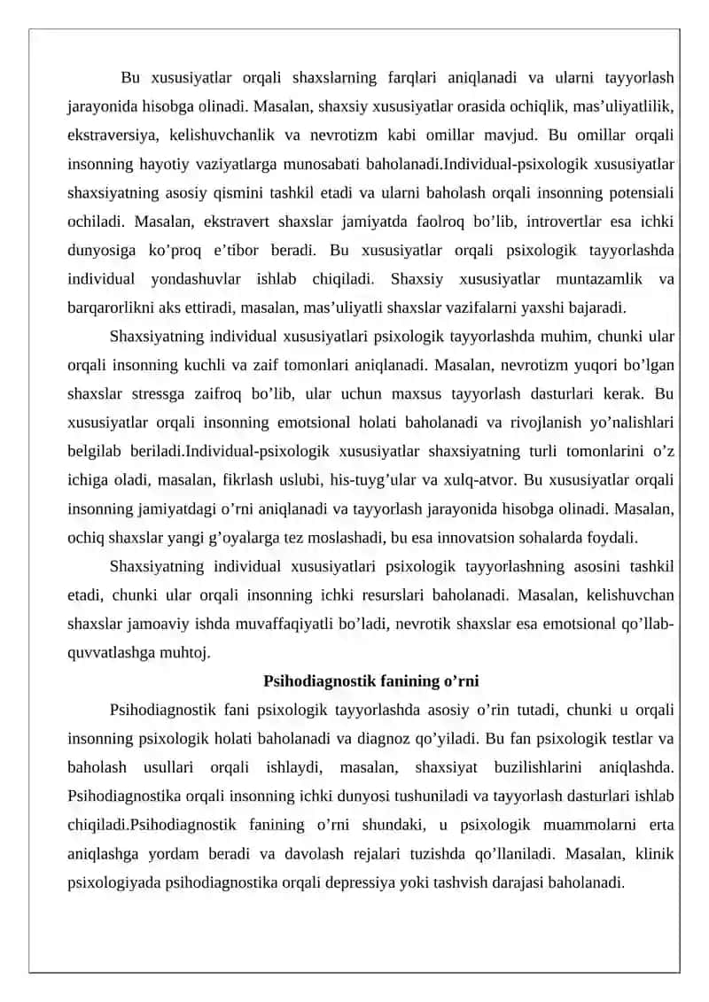Psixologik psixometrik tayyorlash jihatlari 4