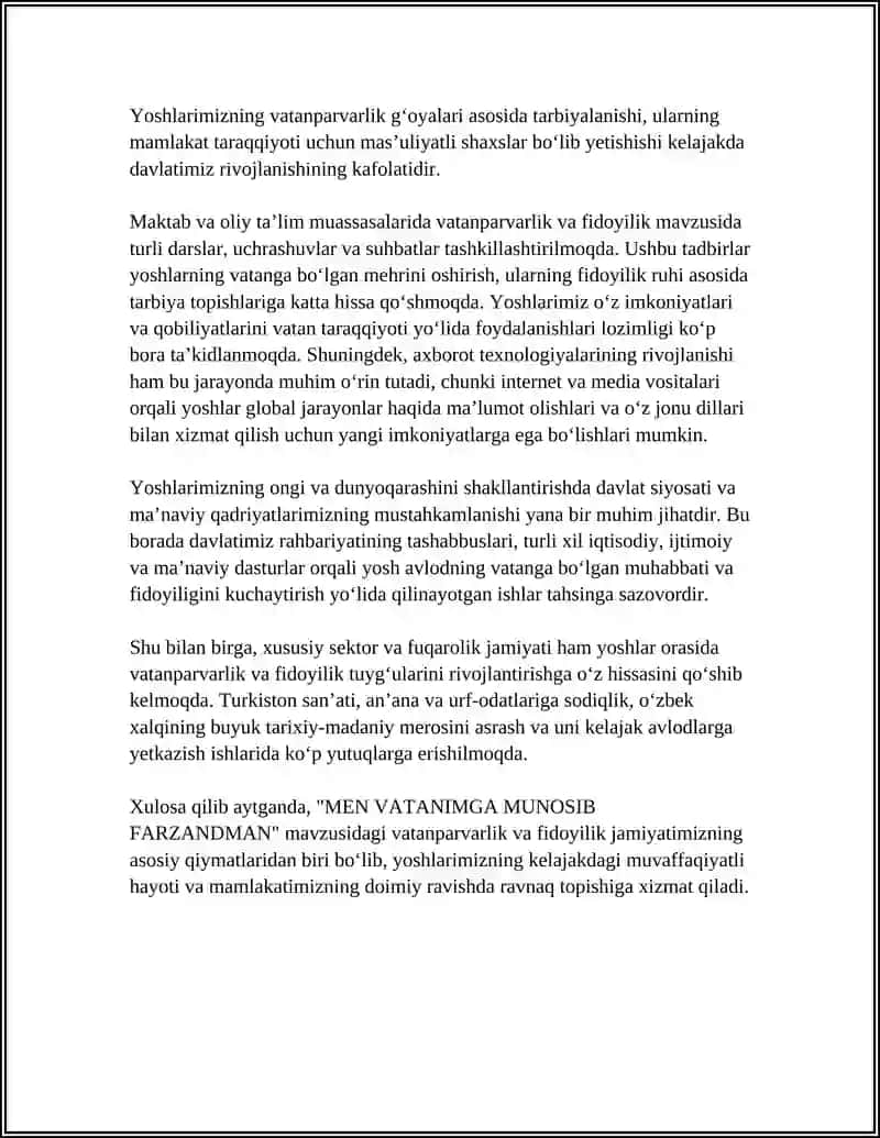 MEN VATANIMGA MUNOSIB FARZANDMAN 4