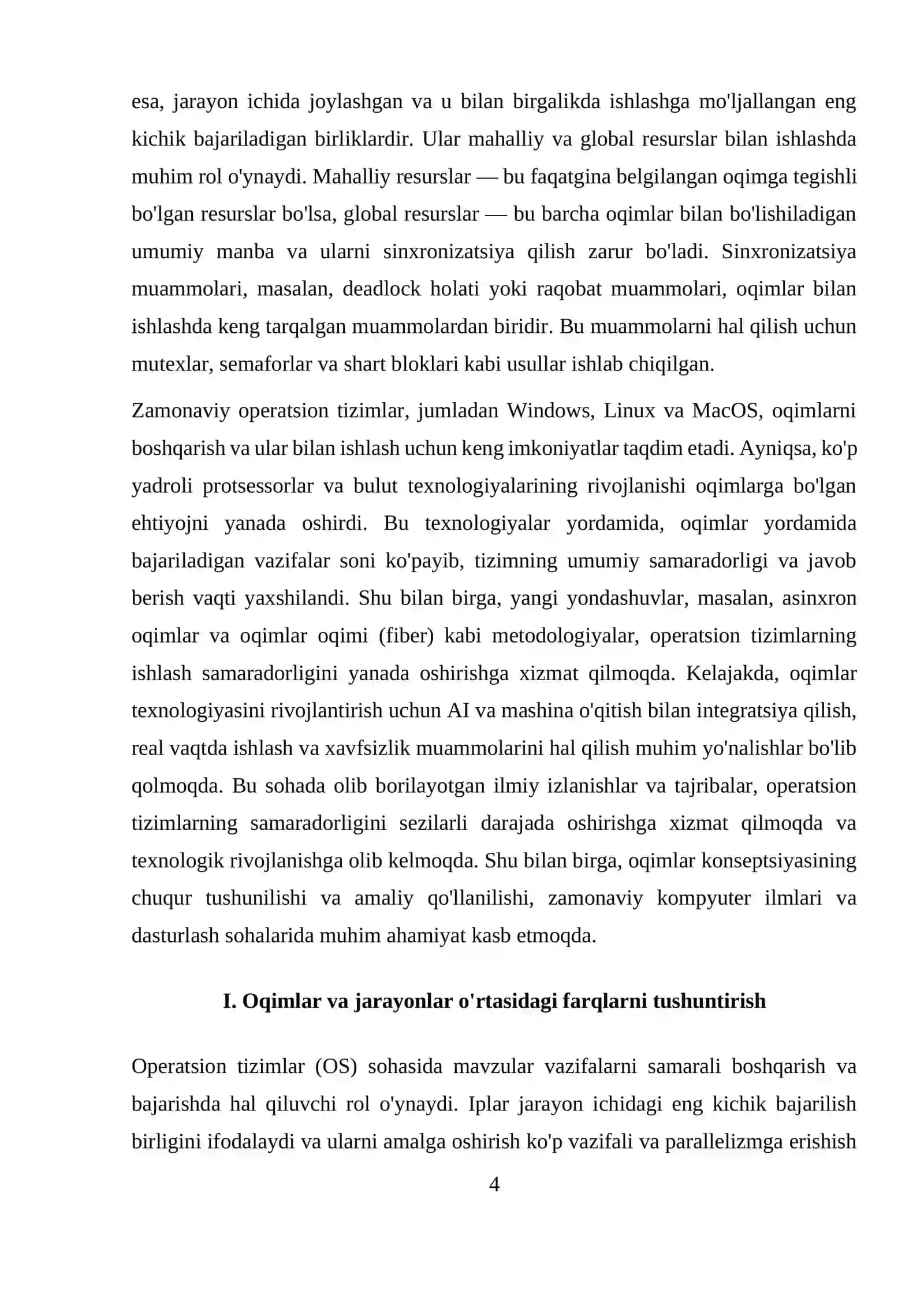 Oqimlarni boshqarish mexanizmlari va sinxronlashtirish usullari 4