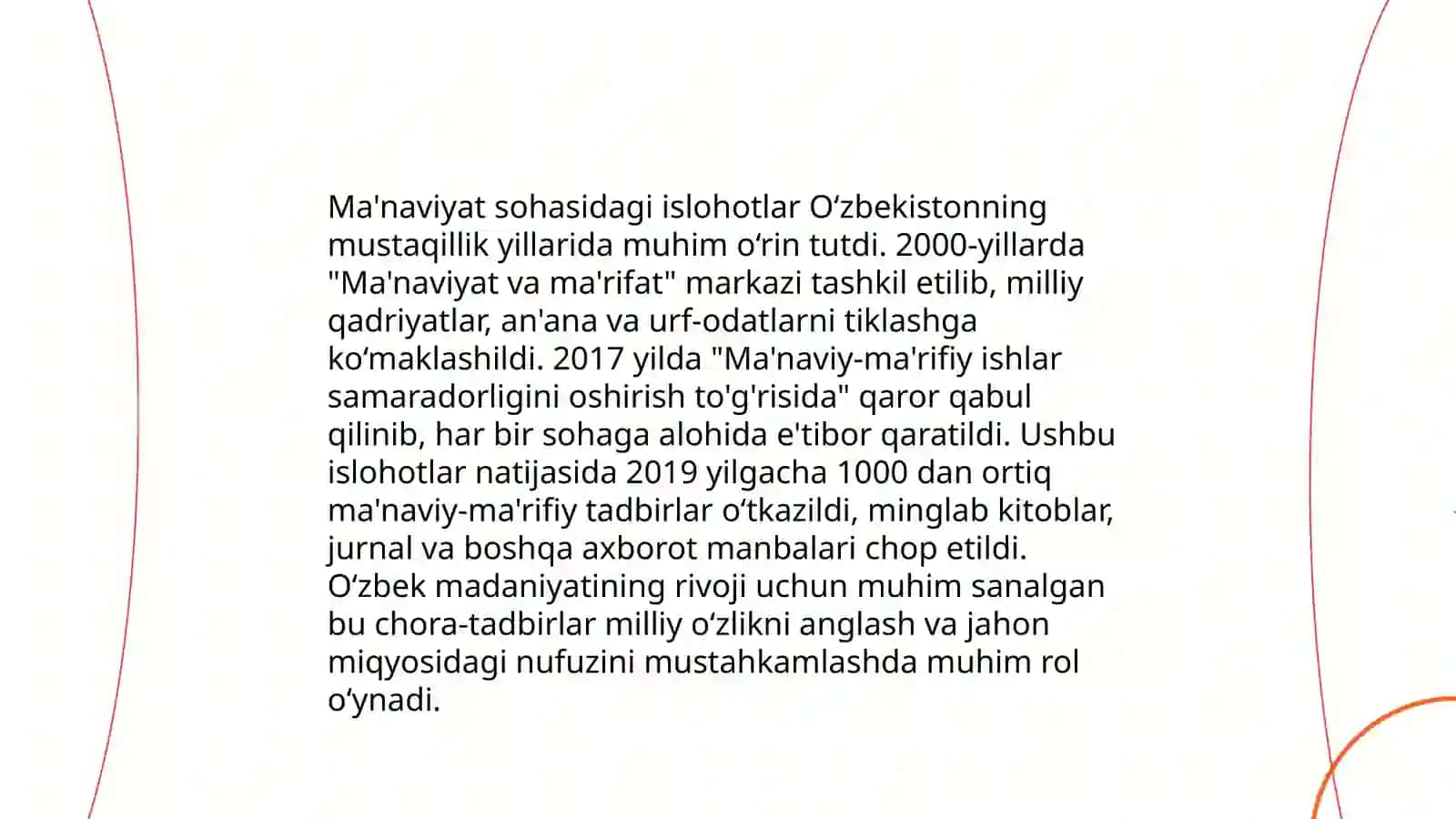 Yangi O'zbekiston: Ma'naviy taraqqiyotning yangi bosqichlari 4