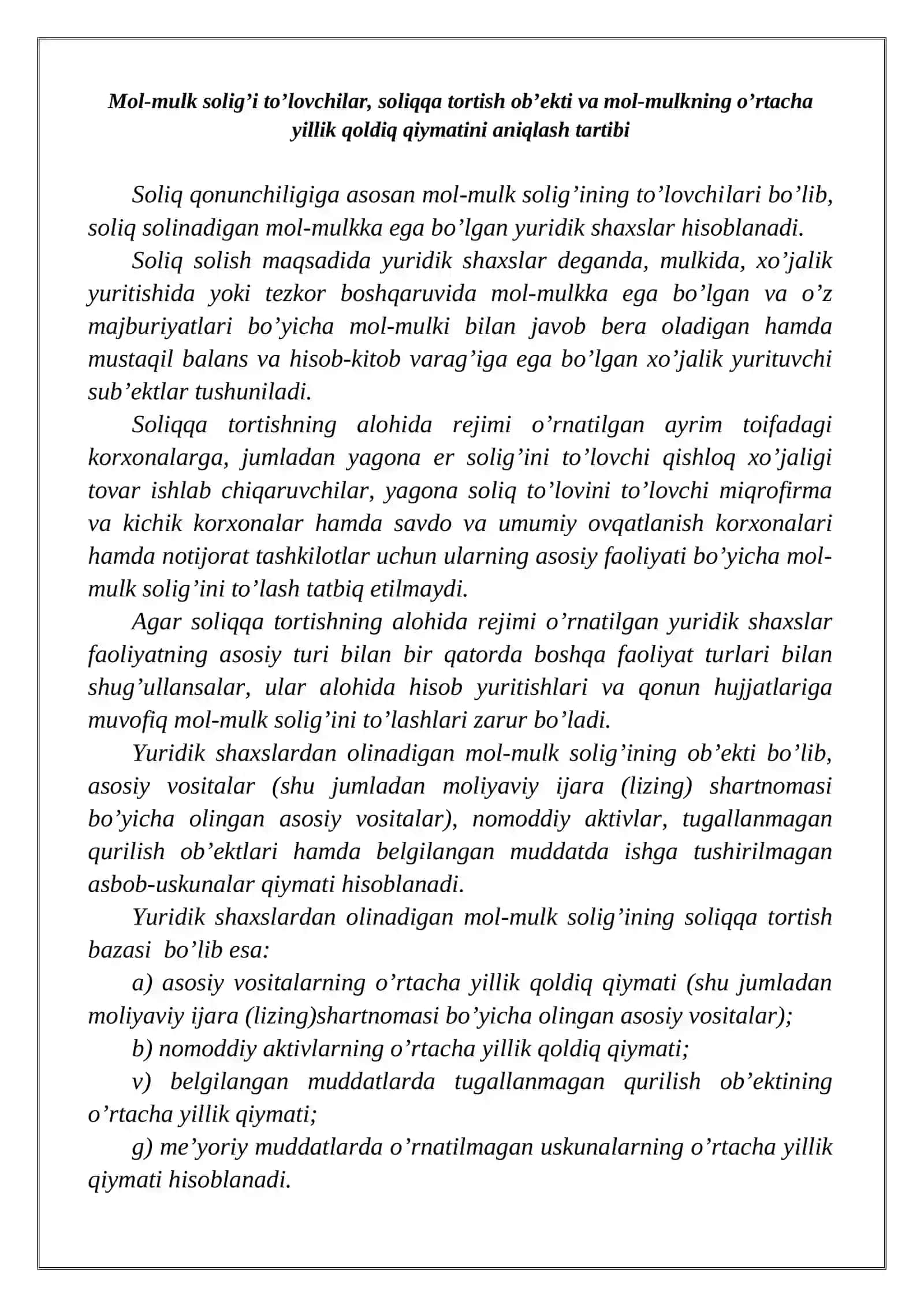 Yuridik shaxslardan olinadigan mol-mulk solig’i 4