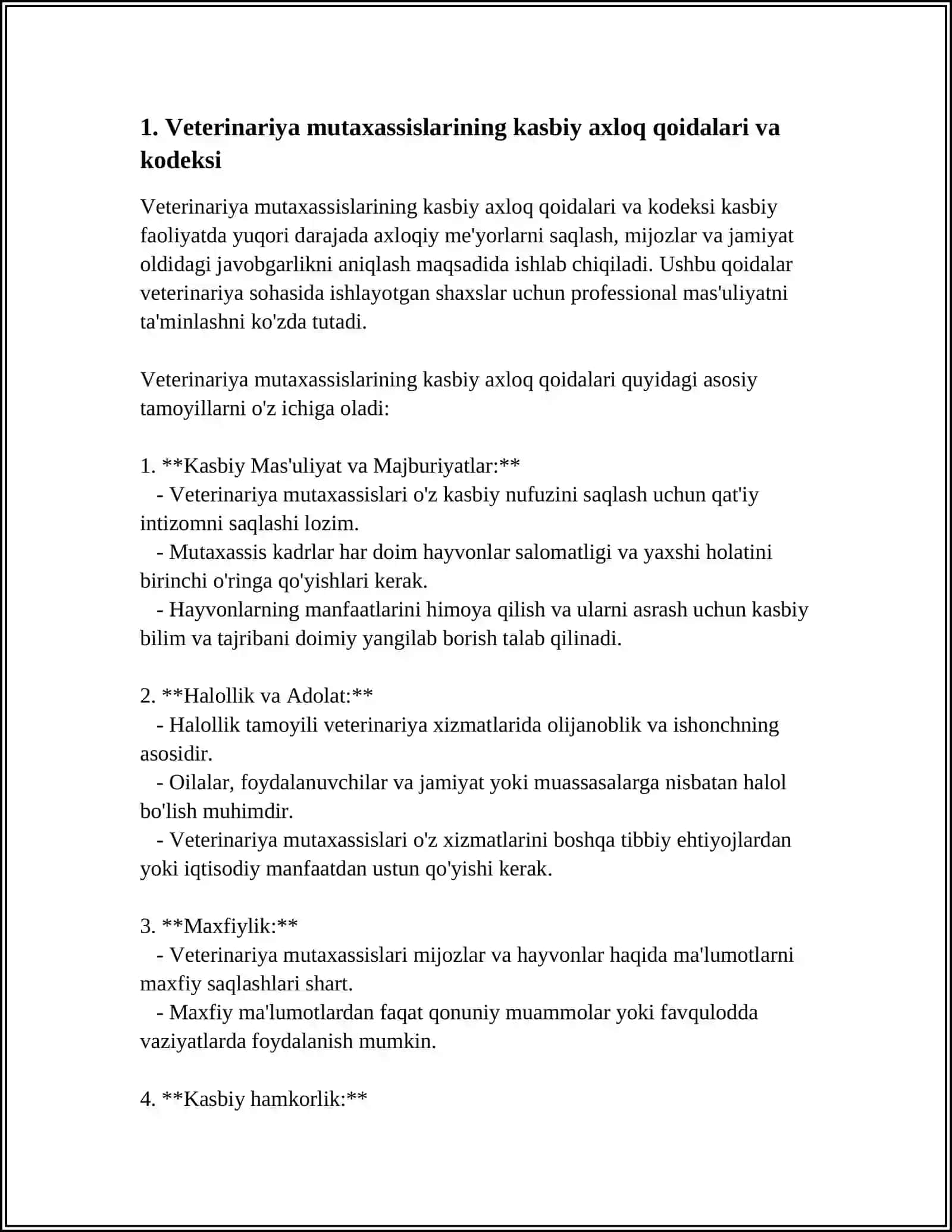 VETERINARYA MUTAXASSISLARINI ISHLASH MADANIYATI VA ETIKASI 4