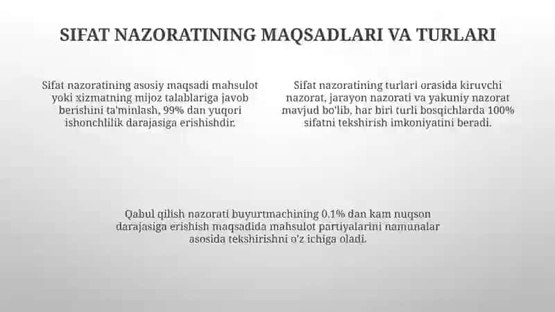 Sifat nazorati asoslari 4