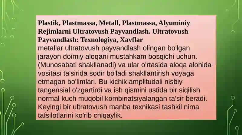 Plastik Massalarni Payvandlash 4