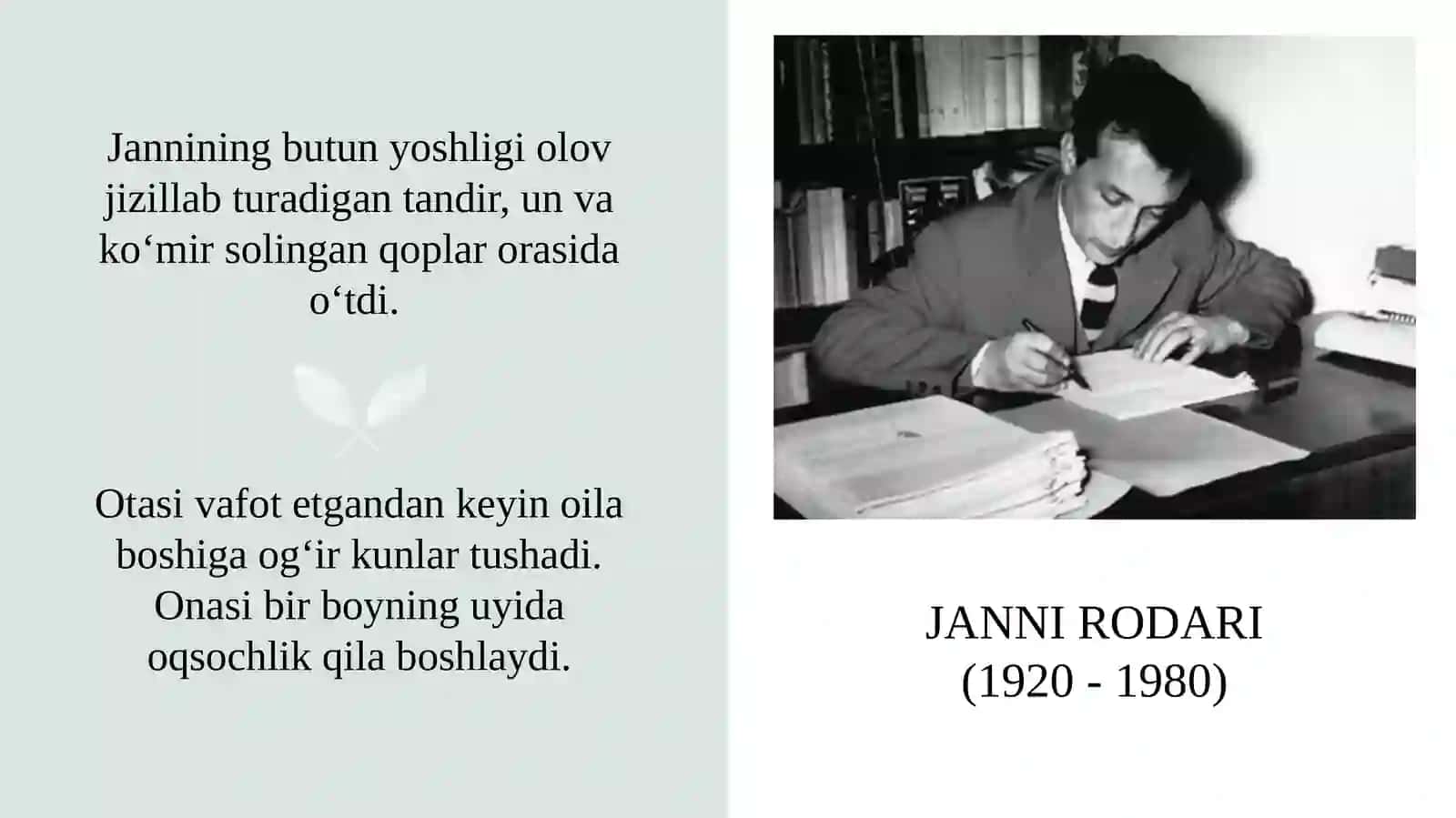Janni Rodari hayoti va ijodi faoliyati asalari 4