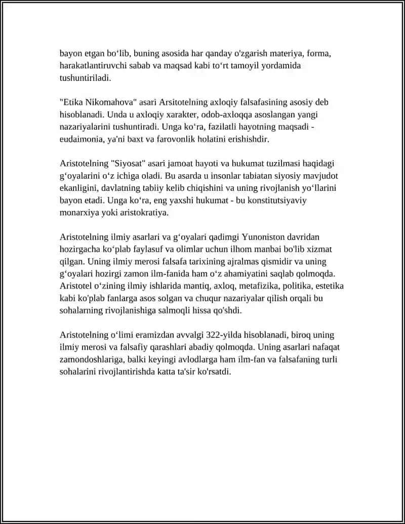 ARISTOTEL FALSAFASI VA UNING MAZMUNI 4
