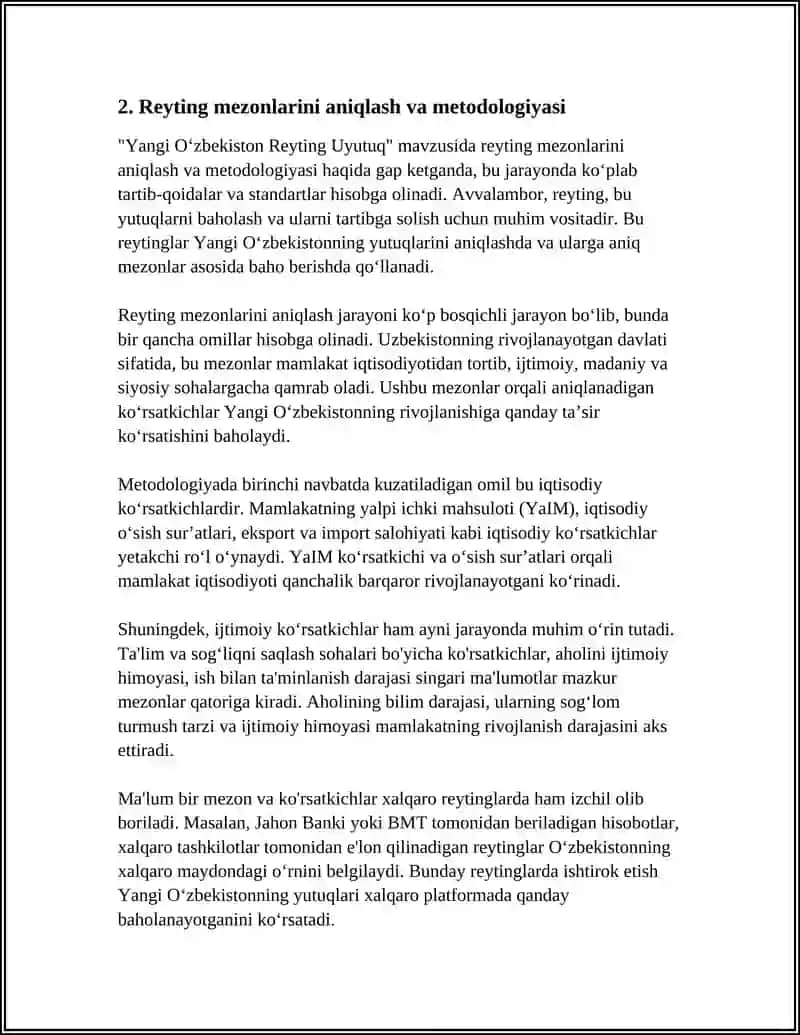 YANGI UZBEKISTAN REYTING UYUTUQ 4