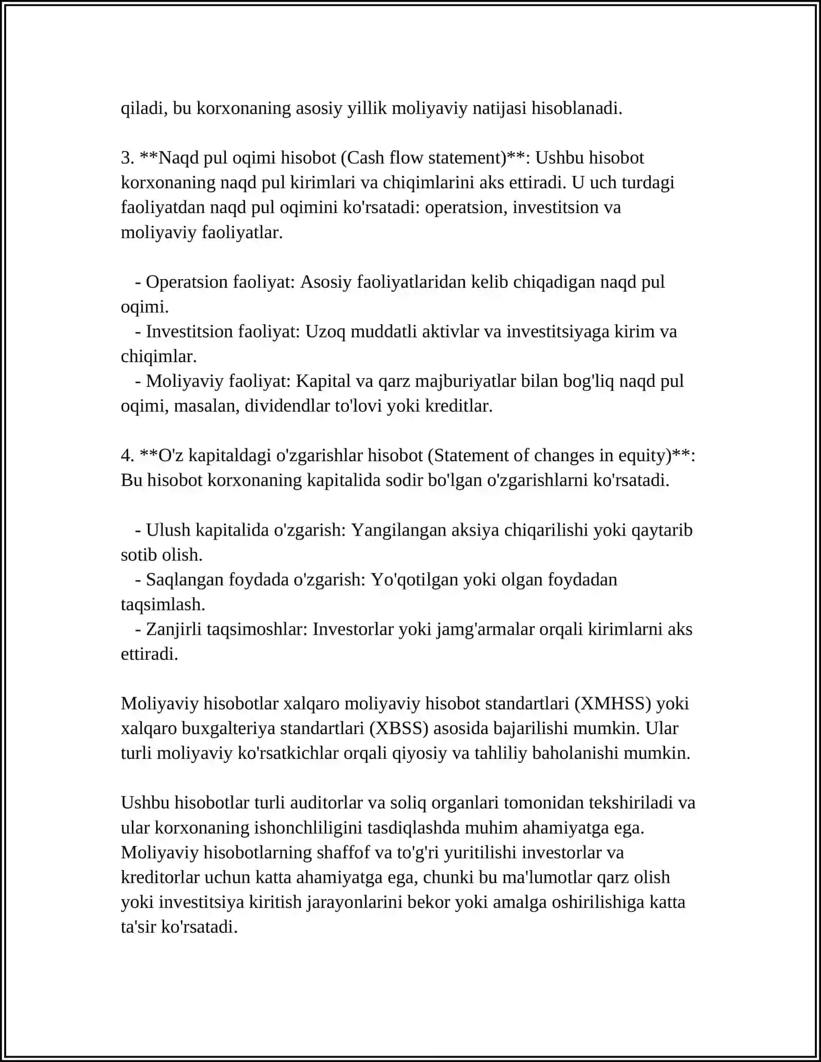 Moliyaviy hisobot turlari va ularning vazifalari 4