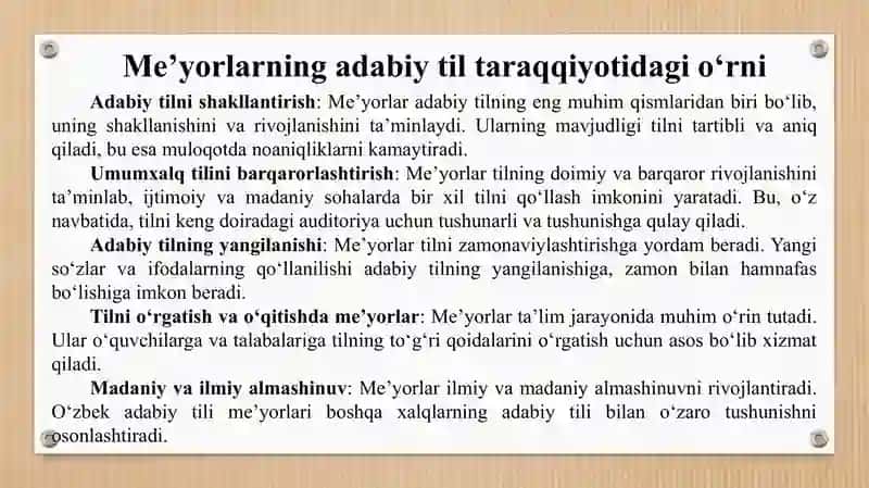 O'zbek adabiy tilining me'yorlari 4