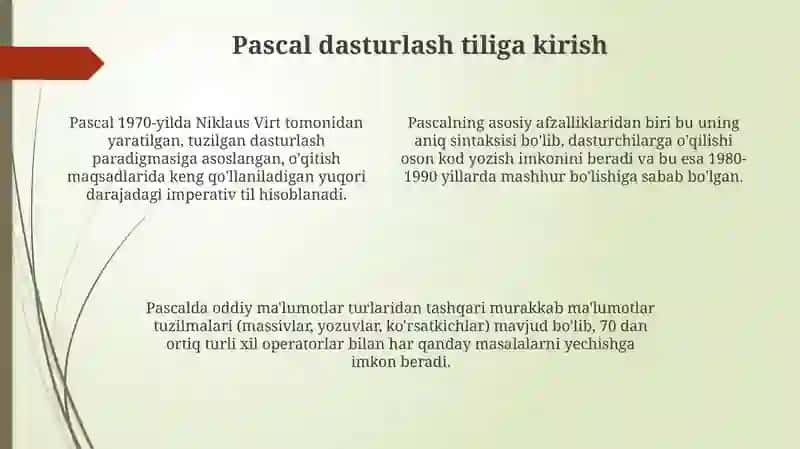 Algoritmlarni loyihalash va Pascalda Dasturlash 4