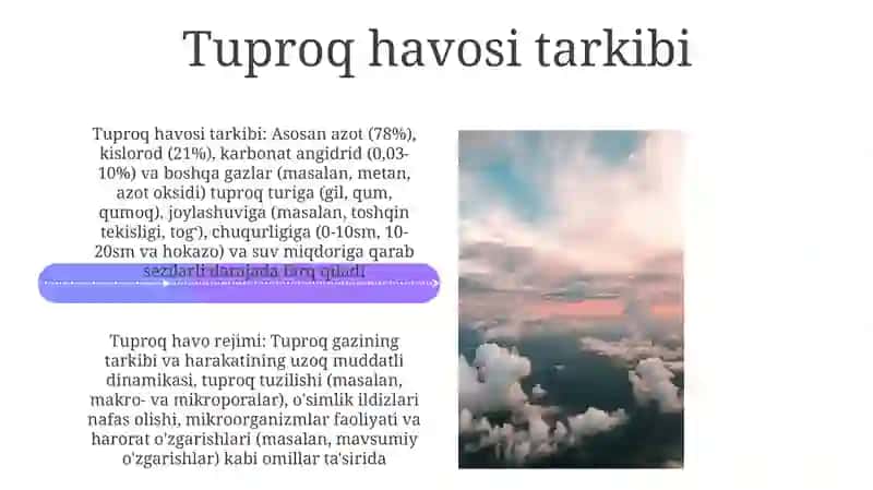 Tuproqning havohavo sifatini aniqlash 4