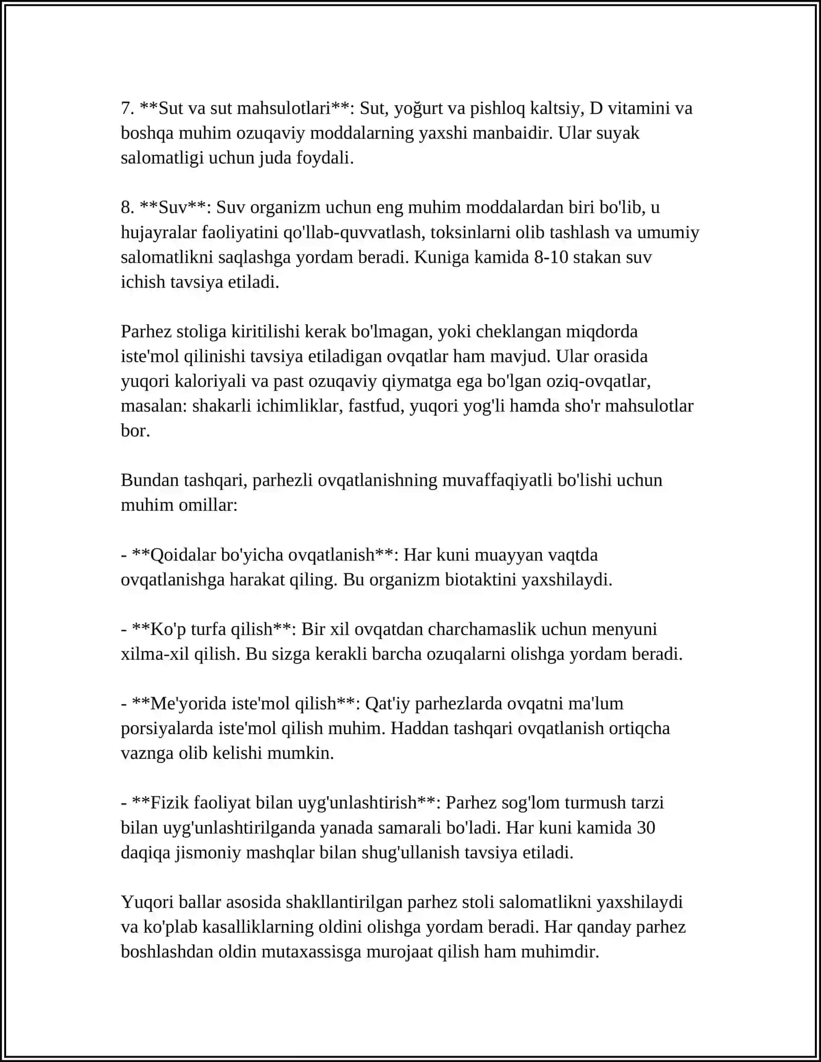 Parhez stol uchun foydali ovqatlar 4