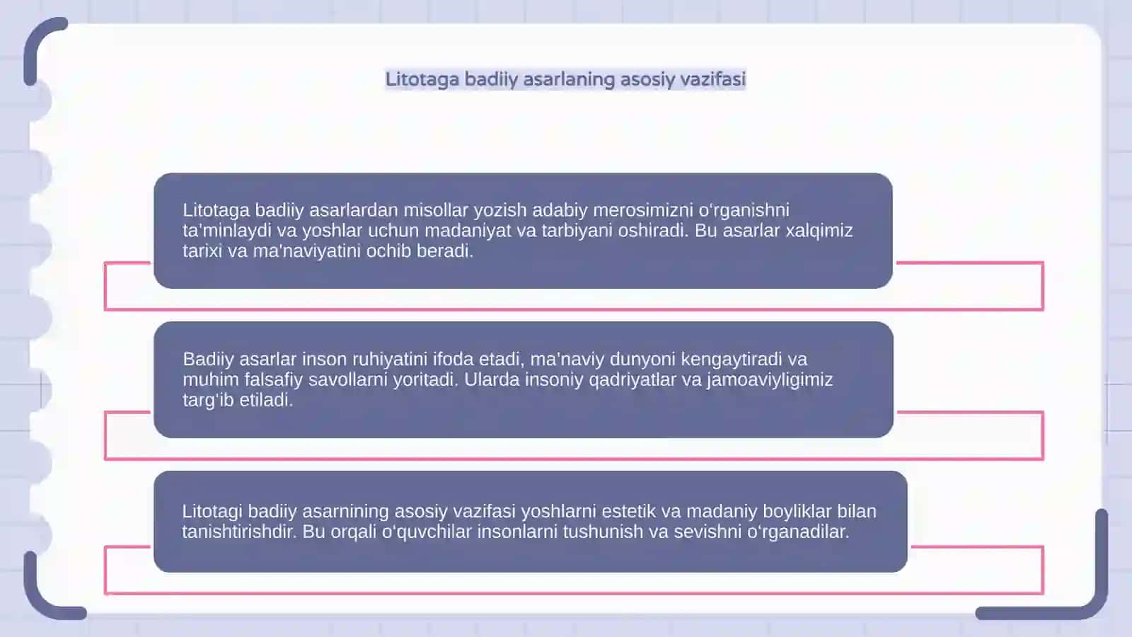 Litotaga badiiy asarlardan misollar yozish 4