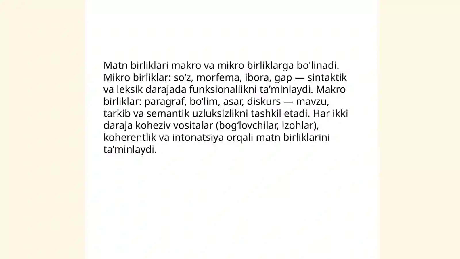Matnning ta'rifi va birligi masalalari 4