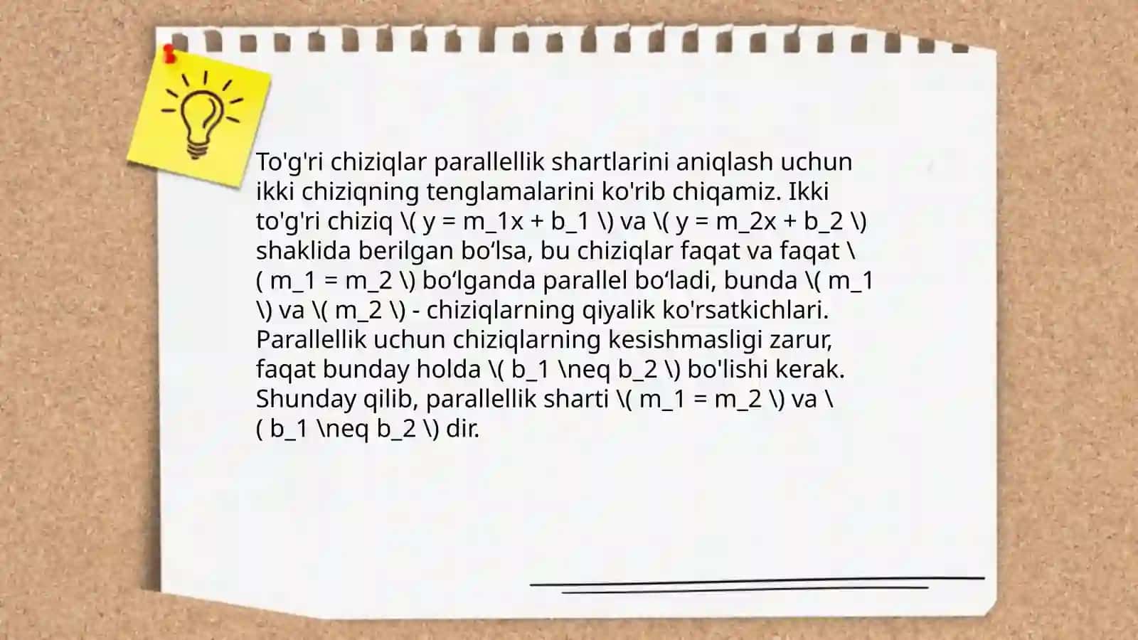 Ikki parallel tòģri chiziqning parallellik a'lomatlari 4