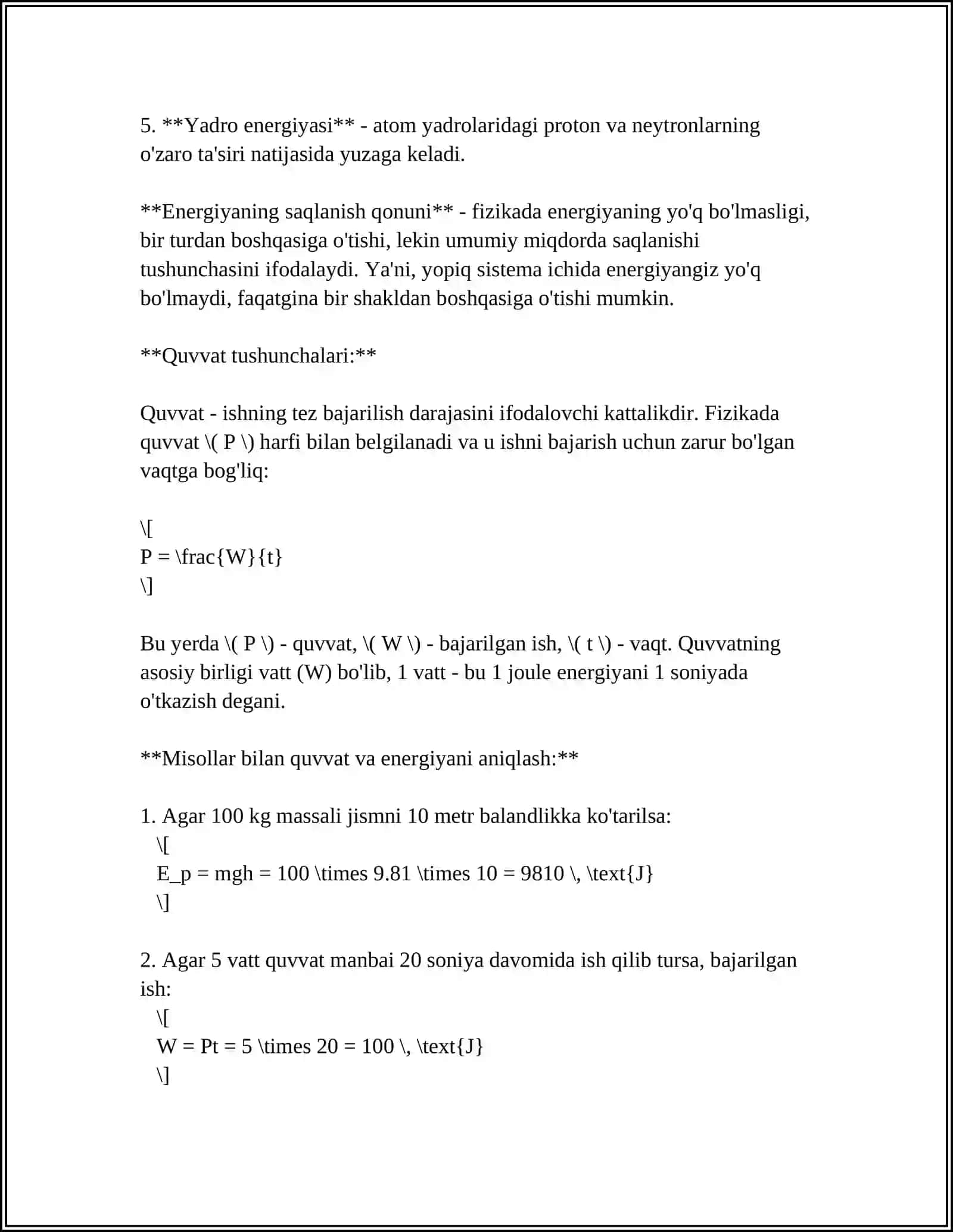 QUVVAT.MEXANIKANING OLTIN QOIDASI 4